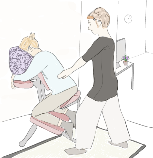 Illustration d'une séance de Shiatsu sur fauteuil